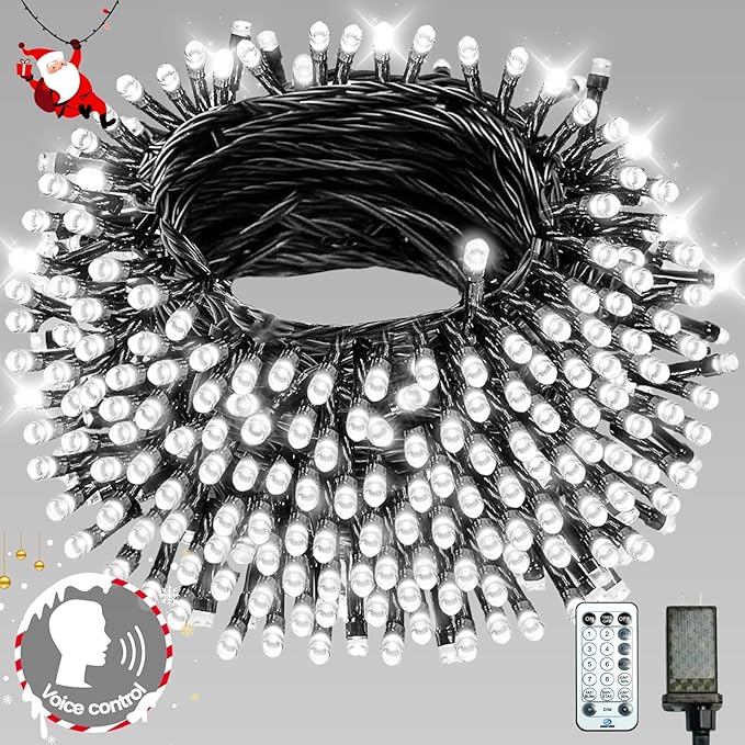 Voice Control 88ft 240LED Smart Christmas String Lights Outdoor/Indoor | String Lights Plug in with Remote, 12Modes, 7Voice Commands & Timers, Christmas Twinkle Light for Xmas Tree Decor (Cool White)