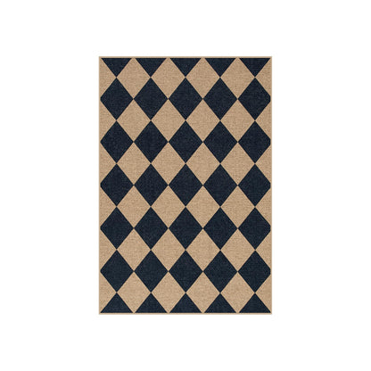 Lahome Colette Checkered Easy Jute Kitchen Rug, 2x3 Front Door Mat Non Slip Washable Neutral Area Rug, Farmhouse Diamond Non Shedding Low Pile Floor Carpet for Entryway Porch Doorway