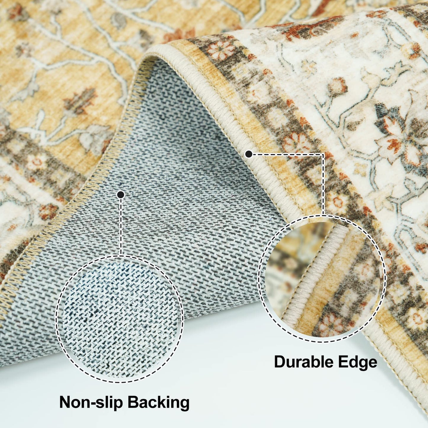 TOPRUUG Washable Runner Rug 2x7 - Hallway Runner Rug Kitchen Rugs and Mats Non Skid Washable Waterproof Carpet Runner for Living Room Bedroom Bathroom (Gold, 2X7)