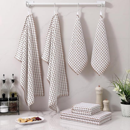 Homaxy Kitchen Towels and Dishcloths Set, 16 x 25 and 12 x 12 Inches, Super