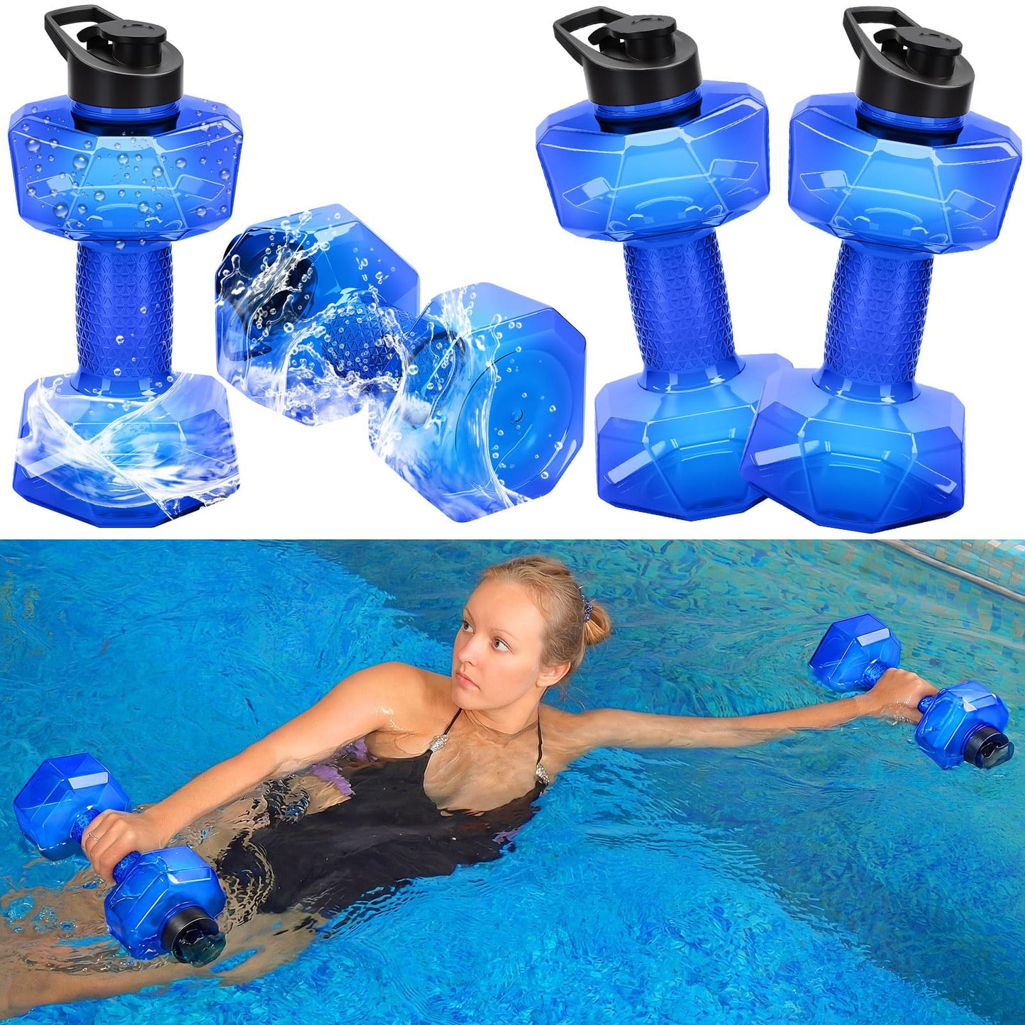 Arrowbash 4 Pcs Water Weights for Pool Exercise Aquatic Exercise Dumbbells with Non Slip Handle Water Dumbbells Set Adjustable Fitness Aerobics Equipment for Arm Toning Aqua Therapy Weight Loss