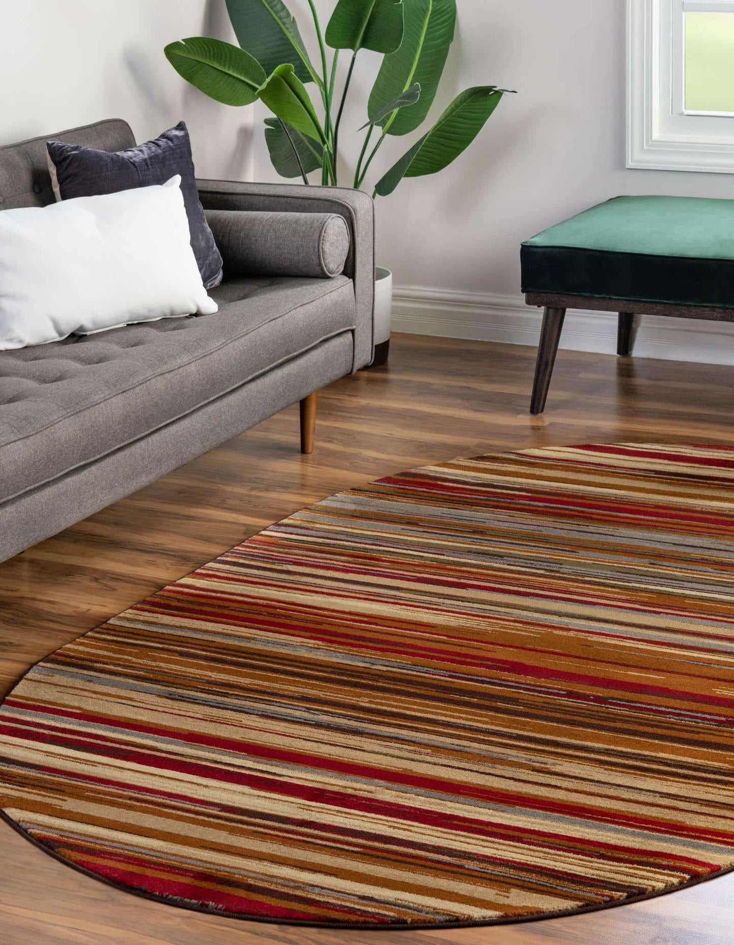 Unique Loom Barista Collection Area Rug - Icatu (4' 1" x 6' 1" Oval, Beige/Brown)