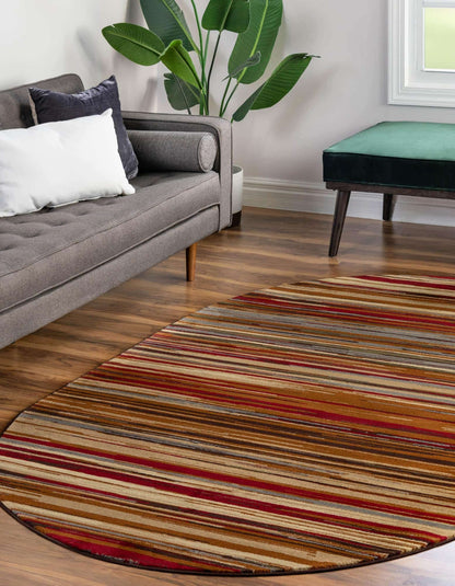 Unique Loom Barista Collection Area Rug - Icatu (4' 1" x 6' 1" Oval, Beige/Brown)