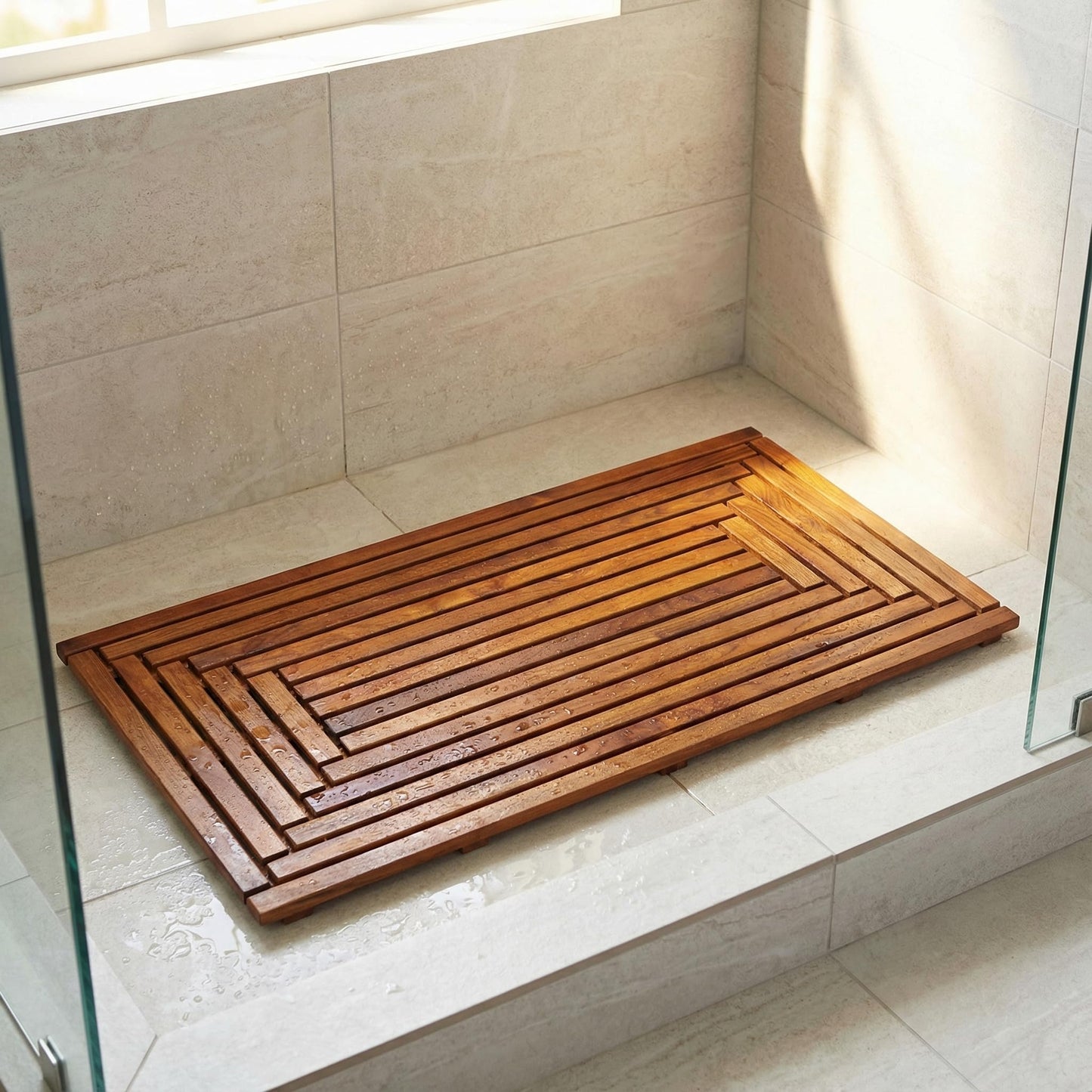 Bare Decor Giza Shower, Spa, Door Mat in Solid Teak Wood, 36" x 20"