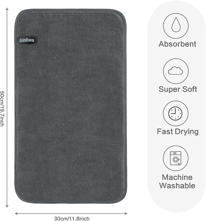 KinHwa Microfiber Hand Towels for Bathroom Soft and Absorbent Face Towels Grey