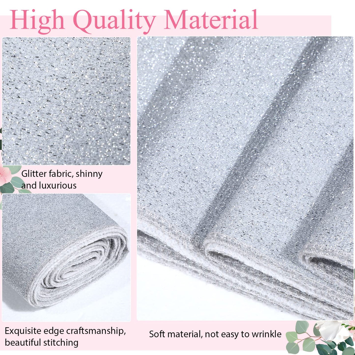 Shihanee Sequin Aisle Runner for Wedding Glitter Rug with Carpet Tape Sparkly Prom Outdoor Floor Birthday Carpet Runner for Ceremony Event Graduation Party(2 x 15 ft,Silver)
