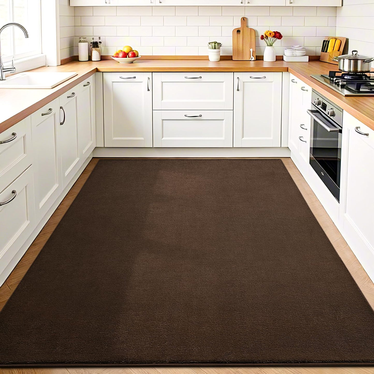 Vasofe 4x6 Area Rugs for Bedroom Living Room, Brown Rug Modern Thickened Memory Foam Throw Carpet, Super Soft Kids Boys Girls Room Rug, Non-Slip Washable Carpets for Dorm Nursery Classroom Office