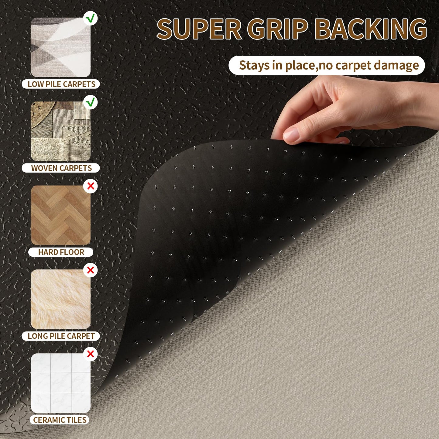 Office Chair Mat for Carpet 48”x 60”, Heavy Duty Desk Chair Mat for Low Pile Carpet with Cleats, Black Plastic Floor Mat for Gaming Chair, Smooth Rolling Carpet Chair Mat Protector