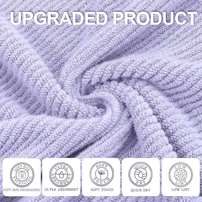 Washcloths for Showering, Thick Cotton Washcloths for Face, Lavender Face Towel