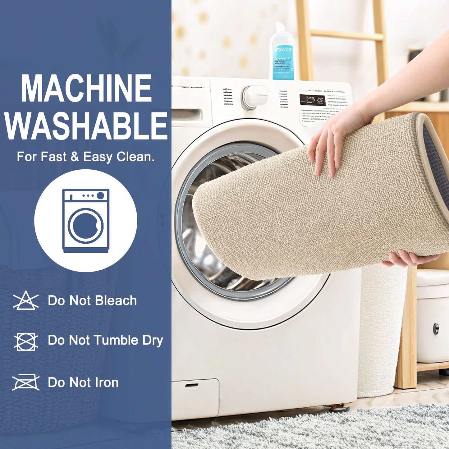 OLANLY Thick Memory Foam Small Bathroom Rugs 24x16, Extra Soft Absorbent Bathroom Mat, Quick Dry Bath Mat, Non-Slip, Machine Washable Carpet for Bathroom, Tub and Shower, Home Decor Accessories, Beige