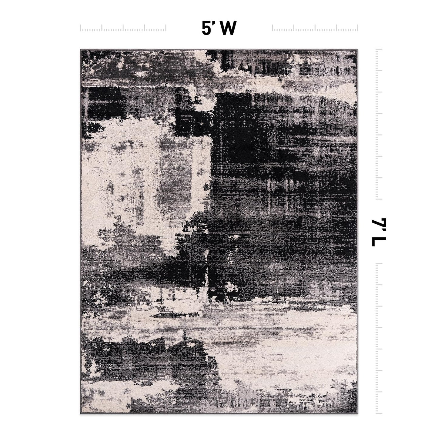 Rugshop Modern Abstract Design Non Shedding Soft Ideal for Living Room,Bedroom,Kitchen Area Rug 5' x 7' Black