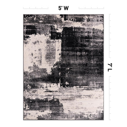 Rugshop Modern Abstract Design Non Shedding Soft Ideal for Living Room,Bedroom,Kitchen Area Rug 5' x 7' Black