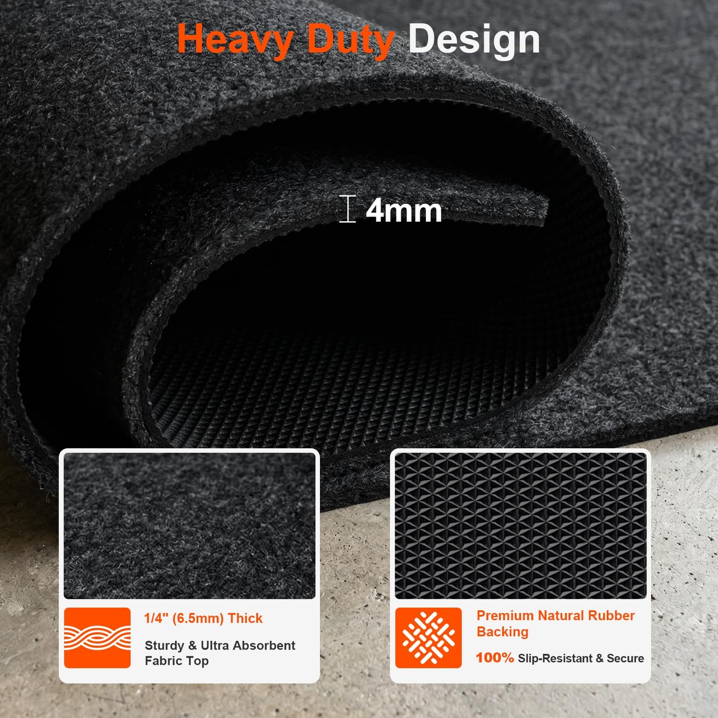 ALLOYNIX Heavy Duty Oil Spill Mat for Garage Floor, Extra Thick Absorbent with Anti-Slip Rubber Backing, Reusable Under Car Leak Pad (6.6 * 8.5FT)