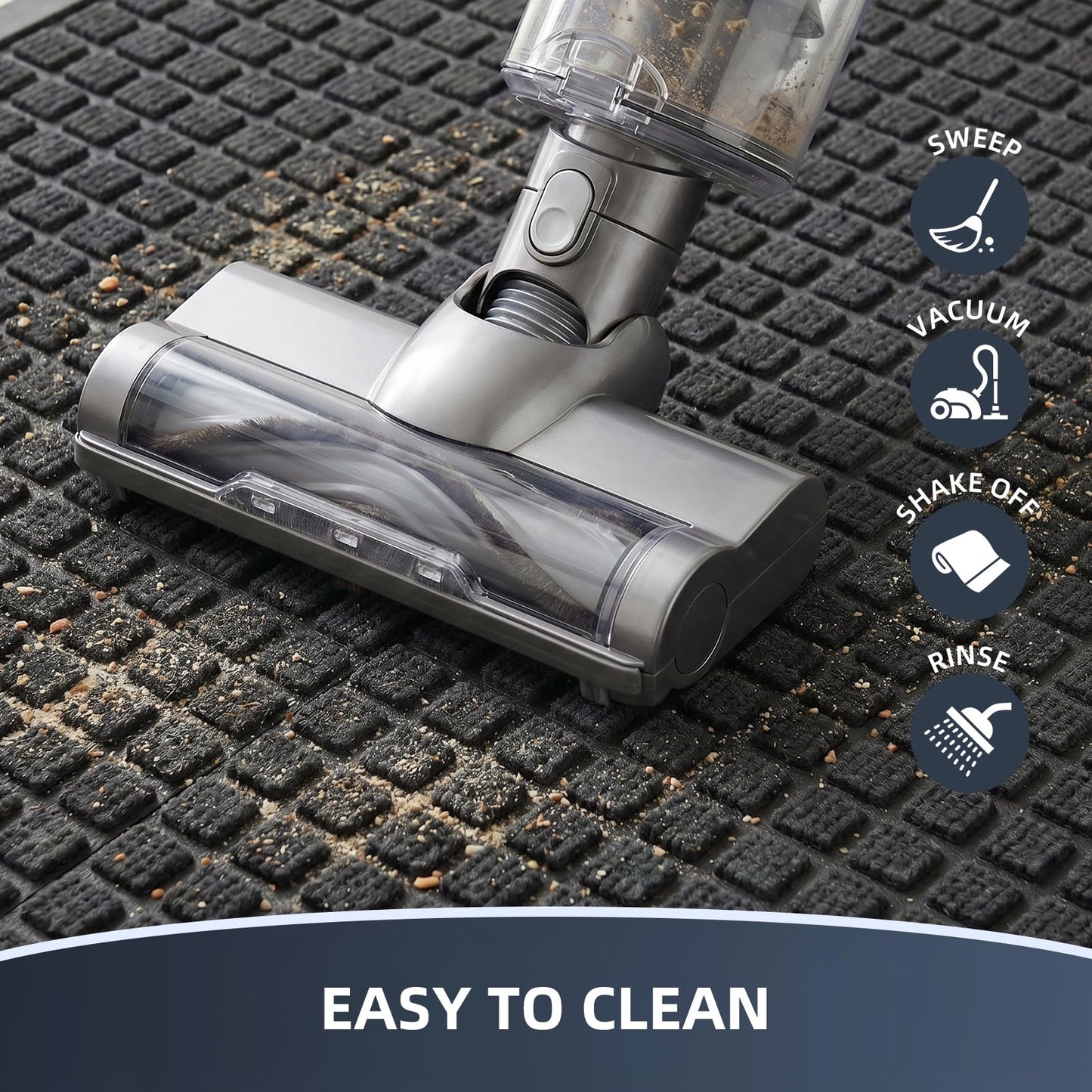WELDUN Front Door Mat Outside Entrance, Heavy Duty Waterproof Doormat for Indoor/Outdoor, Dirt Trapper with Non-Slip Rubber Backing, Low Profile Easy Clean, Stain & Fade Resistant 29.5"x17", Grey