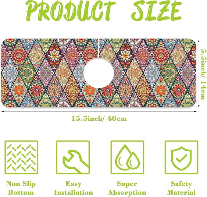 Sink Faucet Absorbing Mat Bohemian Textile Rug Texture Sink Splash Guard Drying