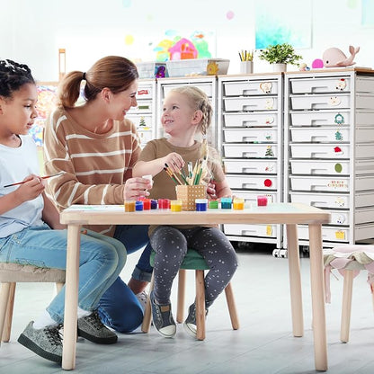 SYKIARIOL Rolling Cart with Drawers,10 Drawer Rolling Cart,Storage Cart with Wheels,Utility Cart with Drawers,Teacher Cart for Classroom Storage,Craft Cart with Wheels and Wooden Tabletop,White