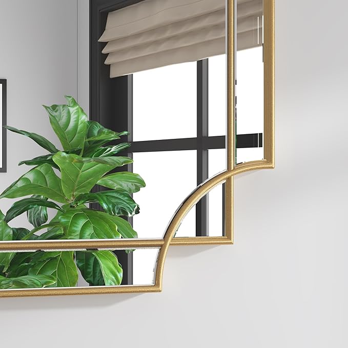 Bathroom Mirror for Wall Gold Farmhouse Wall Vanity Mirror for Over Sink Wood Framed Beveled Mirrors Deco（24 * 48IN/Gold）