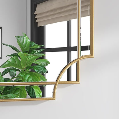 Bathroom Mirror for Wall Gold Farmhouse Wall Vanity Mirror for Over Sink Wood Framed Beveled Mirrors Deco（24 * 48IN/Gold）