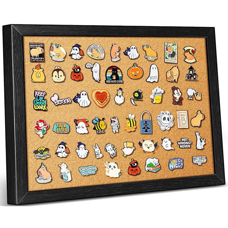 tutata Enamel Pin Display Board, 16'' x 12'' Pin Display Frame, Lapel Pin Holder, Wall Mounted Cork Board for Brooch Pin Storage