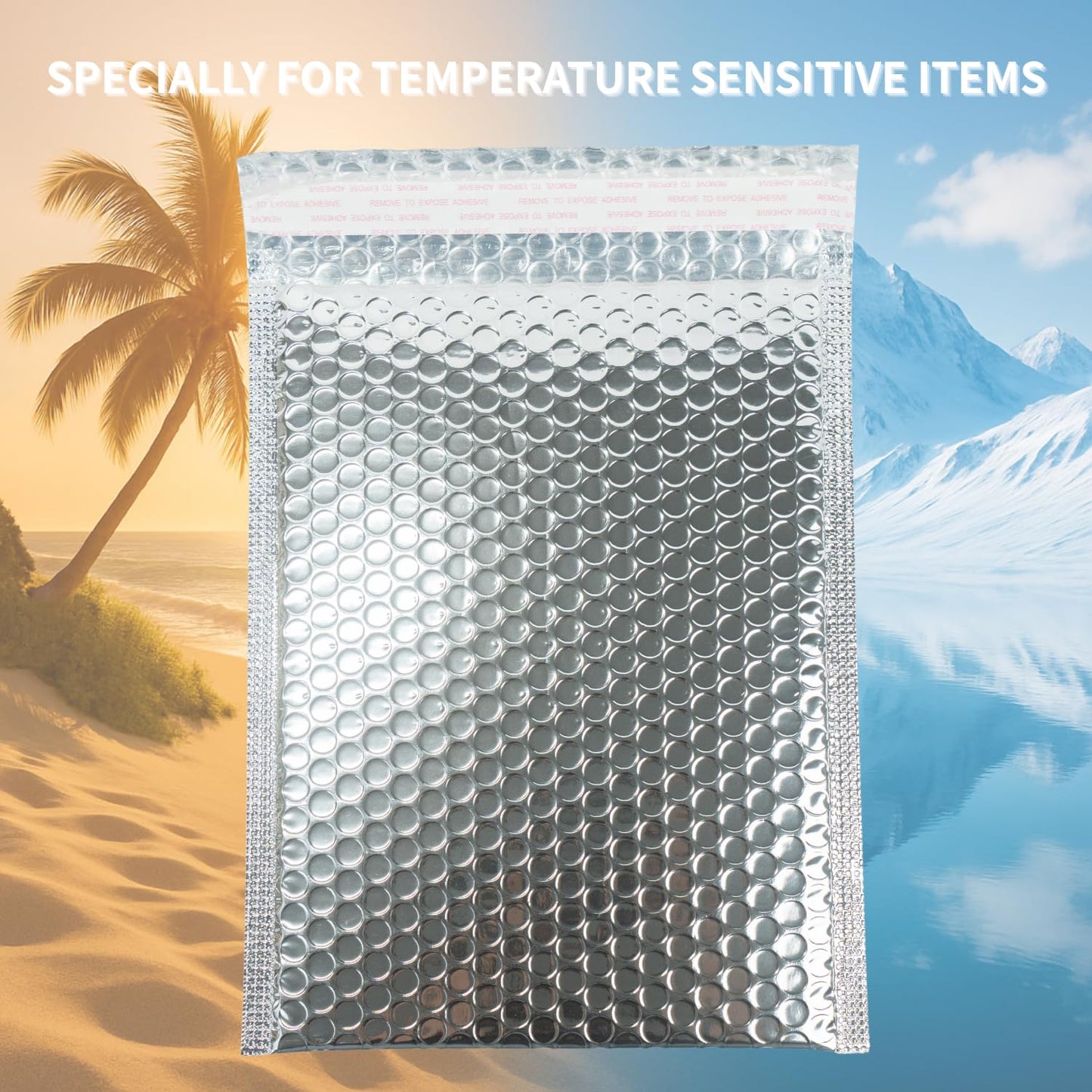 50 Pack 10x12 Inch Thermal Insulated Bubble Mailers for Cold Shipping, Metallic Silver Foil Padded Envelopes, Self-Seal Water-Resistant Cushioned Shipping Bags