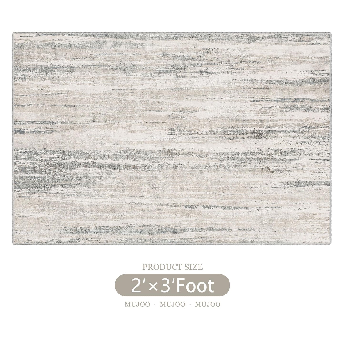 MUJOO Small Rug Washable 2x3 Area Rugs Low Pile Non Slip Modern Abstract
