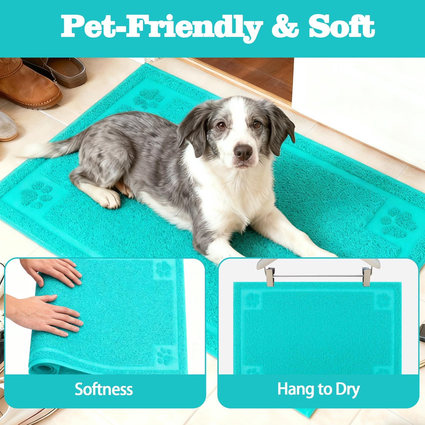 Darkyazi Pet Feeding Mat Large for Dogs and Cats,24"×36" Flexible and Easy to Clean Feeding Mat,Best for Non Slip Waterproof Feeding Mat (Lake Blue)