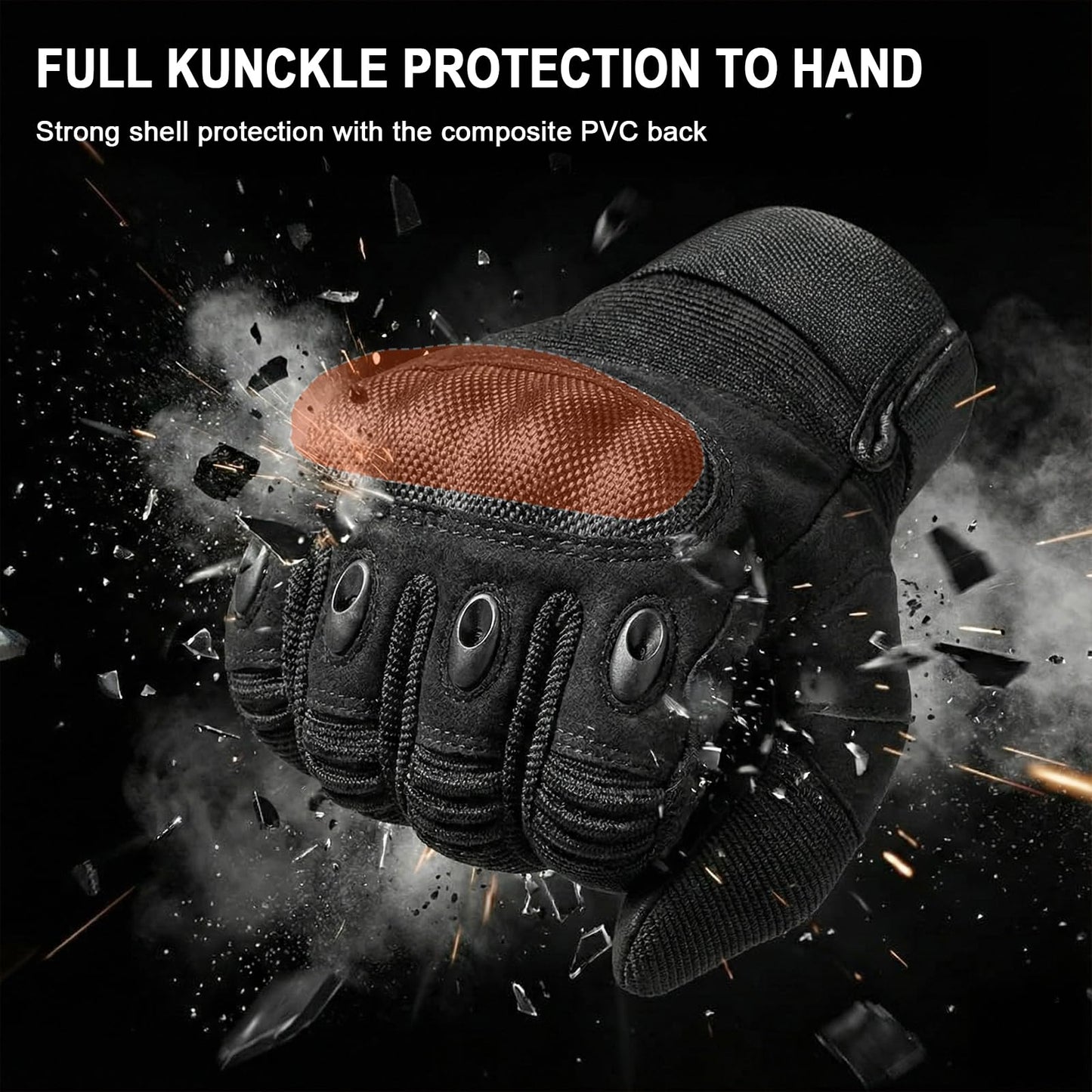 HYCOPROT Men’s Utility Gloves, Motorcycle Glove with Touchscreen Full Finger Palm Pad Protection Gears Durable Work Outdoor Lightweight Breathable for Sport Hiking Motorbike Cycling Paintball Boxing