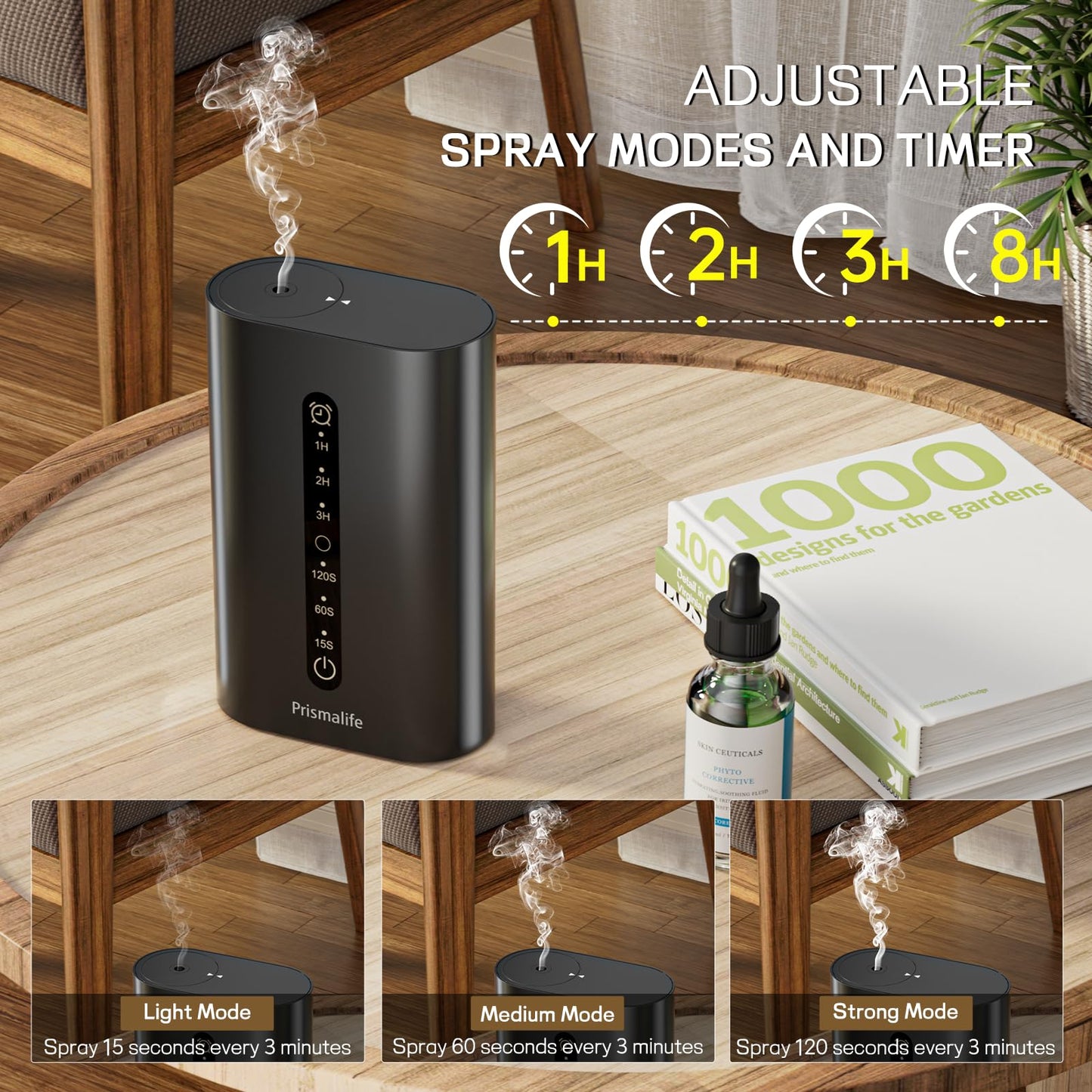 2025 Upgrade Smart Plug in Diffuser, Waterless Scent Diffusers for Home Cover Up to 800 Sq. Ft with 3 Mist Levels & Timers, Waterless Essential Oil Diffuser with RGB Lighting for Home, Office