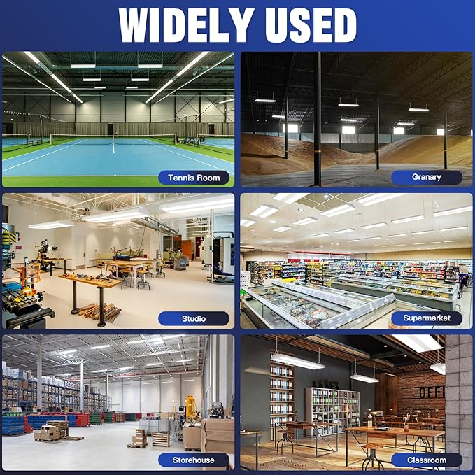 JTT LED Linear Shop Lights 200/150/100W,30000LM 360° Adjustable Led High Bay Lights 4/5000K Daylight 120-277V, Led Garage Light for Shop Workshop Store Commercial Supermarket Warehouse Basement,4-Pack