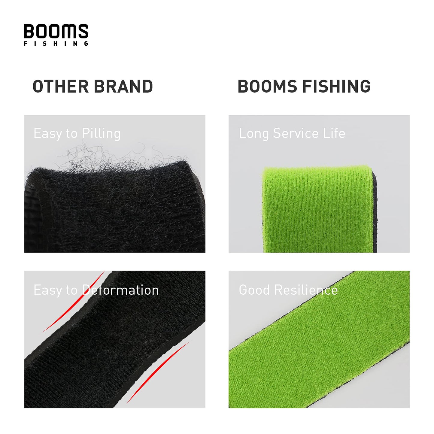 Booms Fishing RS3 Fishing Rod Wrap Pole Straps, Green 9.6" 6pcs