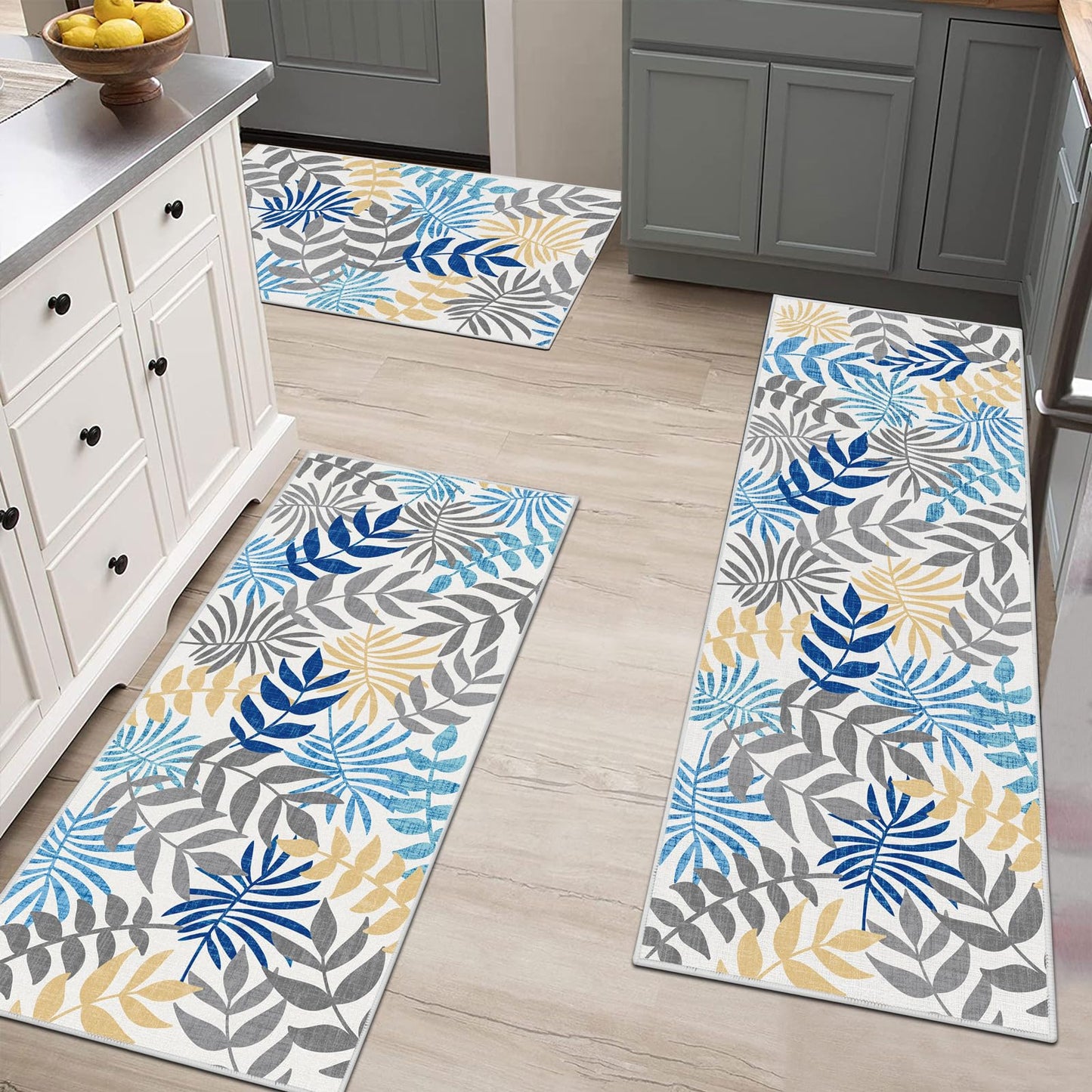Bsmathom Boho Kitchen Rugs Sets of 3, Farmhouse Kitchen Rugs and Mats Set Non Skid Washable Kitchen Mats Non Slip Kitchen Floor Mats for Hallway Entryway Laundry Room