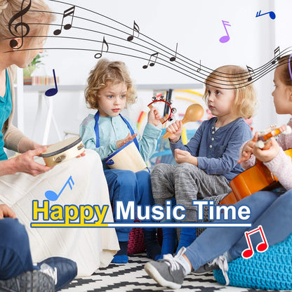 LOOIKOOS Toddler Musical Instruments Montessori Natural Wooden Percussion Instruments for Kids Preschool Educational Musical Toys Set for Boys and Girls with Storage Bag