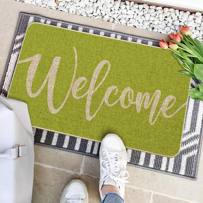 Artoid Mode Green Welcome Spring Doormat, Home Summer Decor Switch Rug Door Mat Floor Mat 17x29 Inch