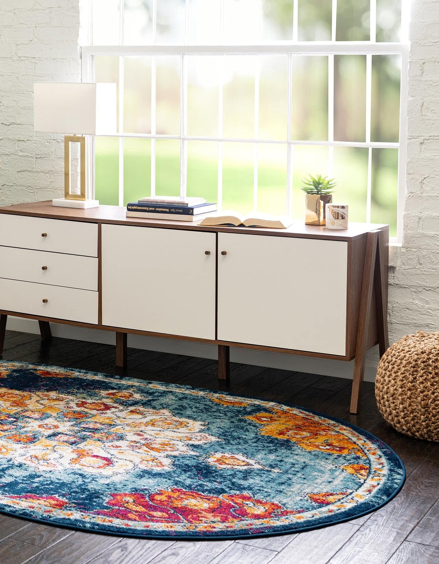 Unique Loom Parker Collection Area Rug - Kokulu (4' 1" x 6' 1" Oval, Multi/ Blue)