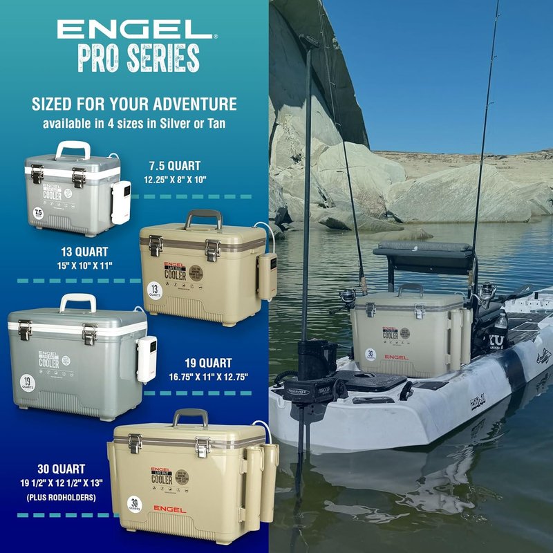 ENGEL Live Bait Cooler PRO - Portable Fishing Minnow Bucket with Rechargeable Aerator | 30 Quart Capacity