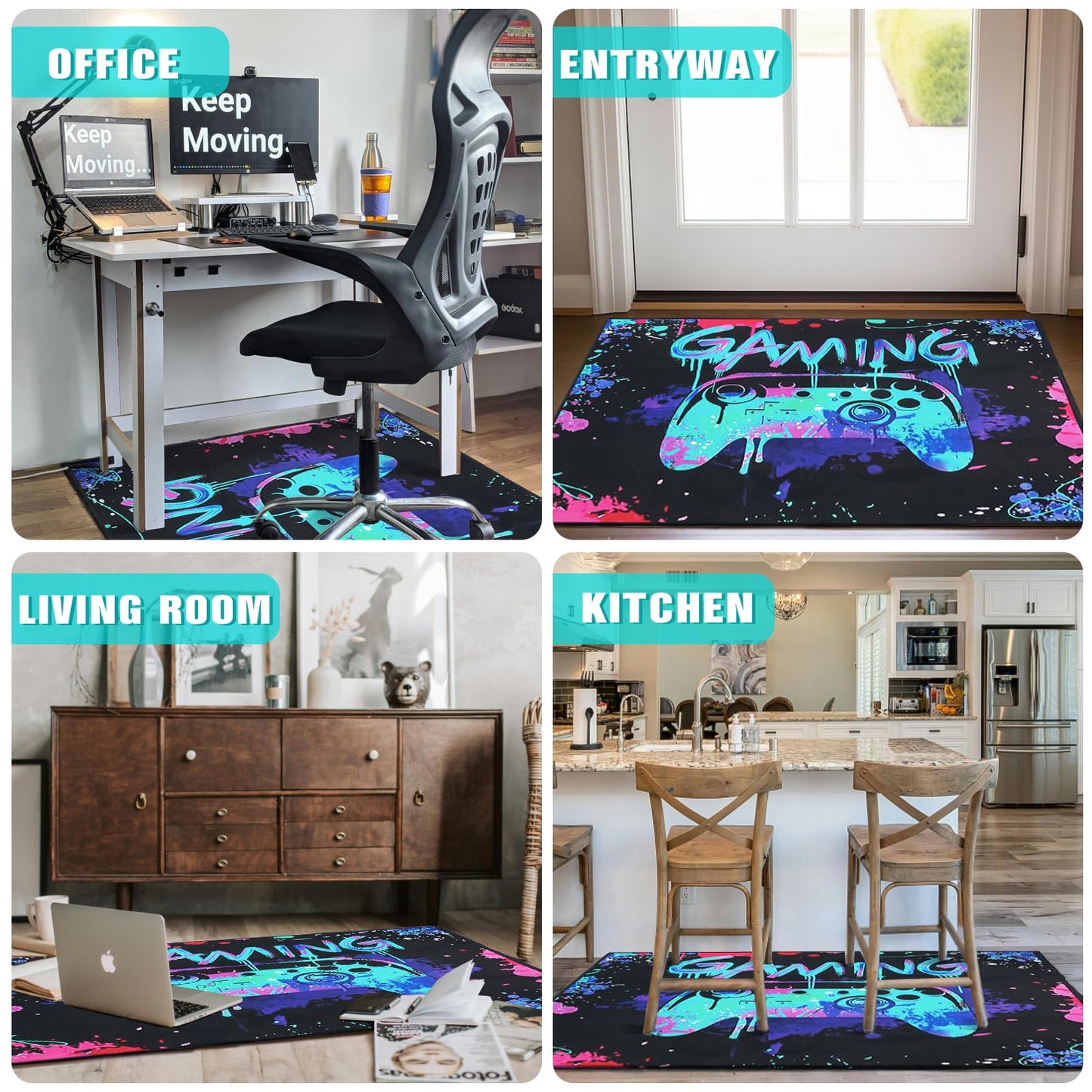 Gaming Chair Mat for Hardwood Floor 36"X 48" Office Chair Rug for Game Rolling Chairs Computer Desk Heavy Duty Non-Slip Low Pile Rugs Gamer Protector Mats for Hard Floor & Tile