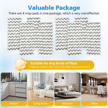 4 Pack Steam Mop Pads Replacement for Shark Lift-Away Pro & Shark Genius Mop System Pocket Mop S3973 S3973D S3973WM S5001 S5002Q S5003A S5004 S5004W S6001W S6001WM S6002 S6002C S6003D S6003W