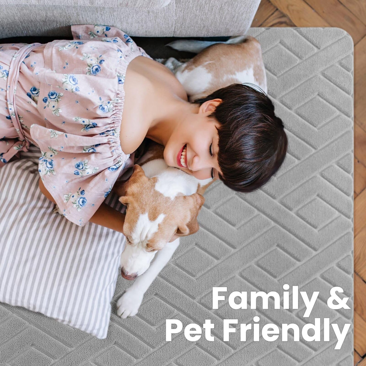 Macgace Ultra Soft Grey Area Rug for Bedroom, 4x6 Modern Geometric Shag Rugs with Nonslip Backing for Living Room, Washable Fuzzy Carpet for Cozy Kids Room Nursery