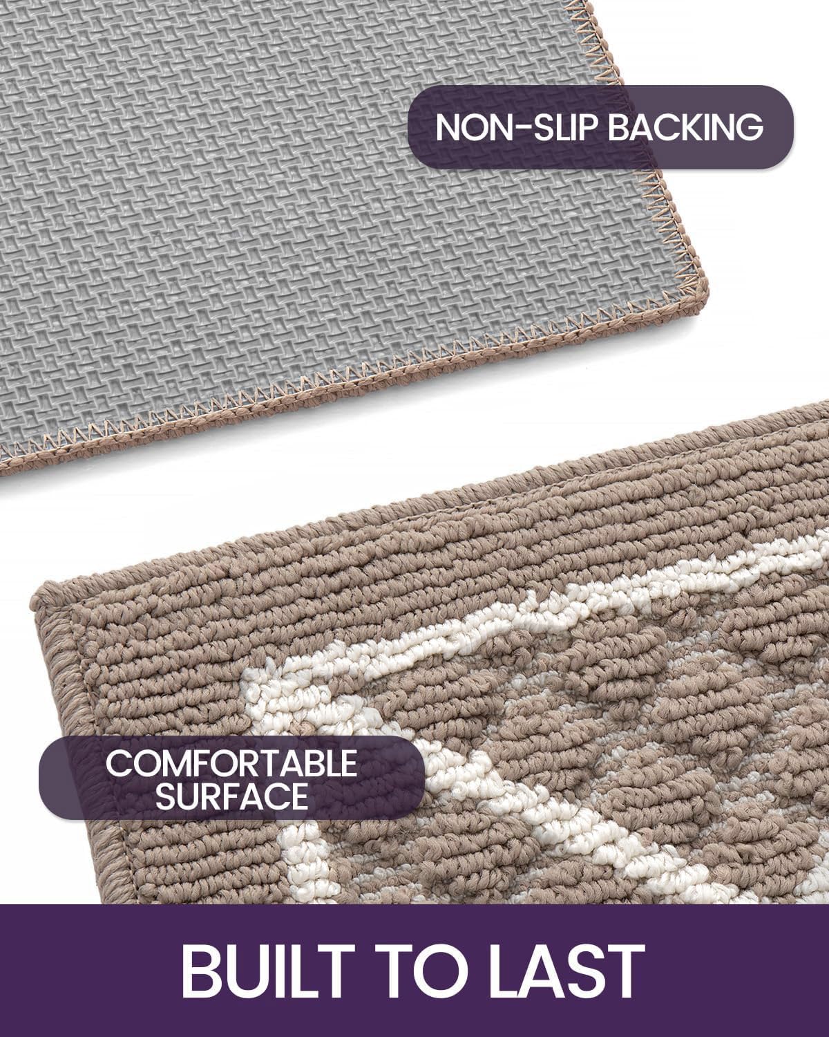DEXI Front Door Mat 17x30, Non Slip Absorbent Entryway Doormat, Low Profile Thin Washable Entry Mats for Inside Home Entrance, Garage, Patio, Beige