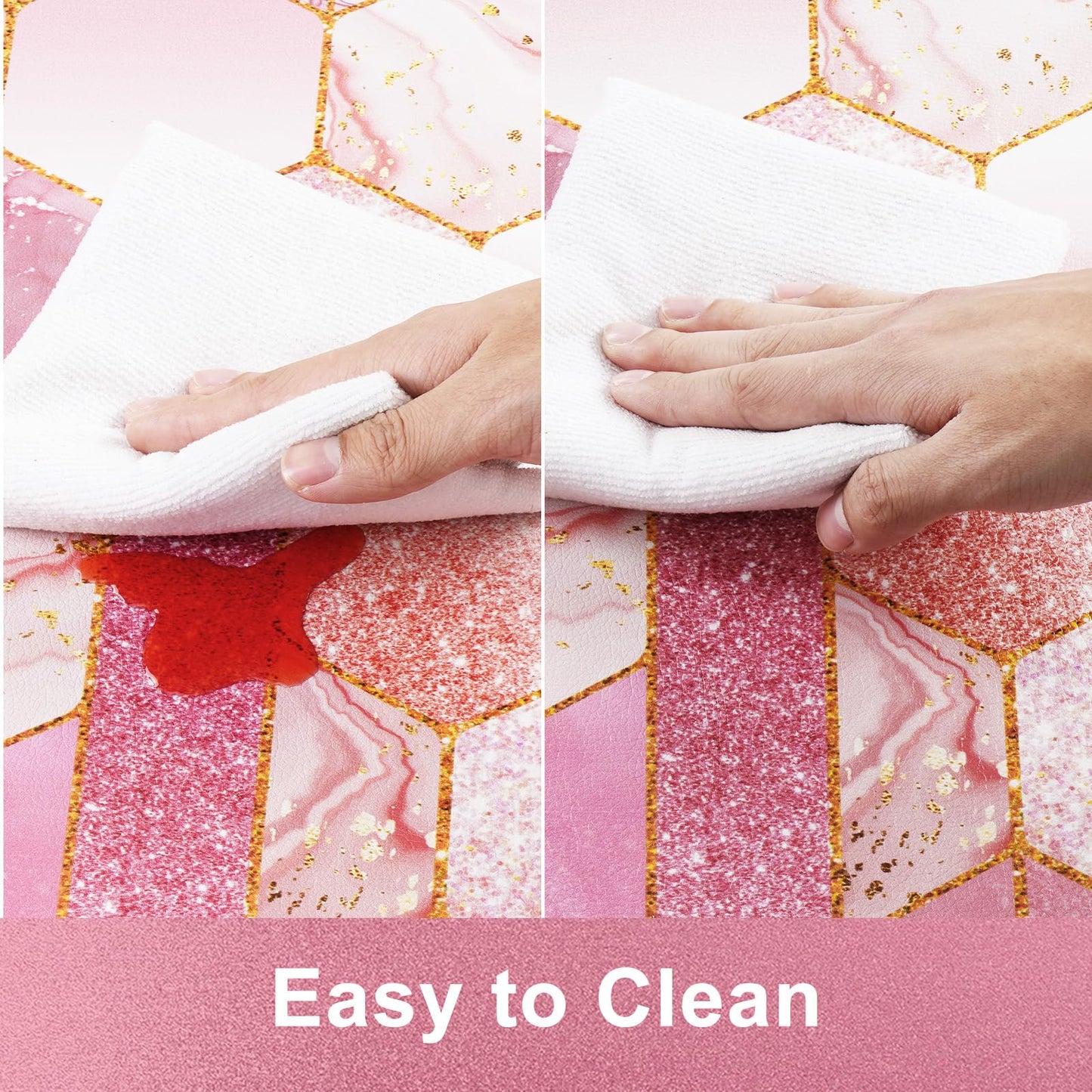 Likiyol Marble Kitchen Rugs Set of 2 Kitchen Mats for Floor Anti Fatigue Mats for Kitchen Floor, Pink Ombre Kitchen Rugs Non Slip Washable Comfort Standing Kitchen Decor Mat, 18'' x 48'' + 18'' x 30''