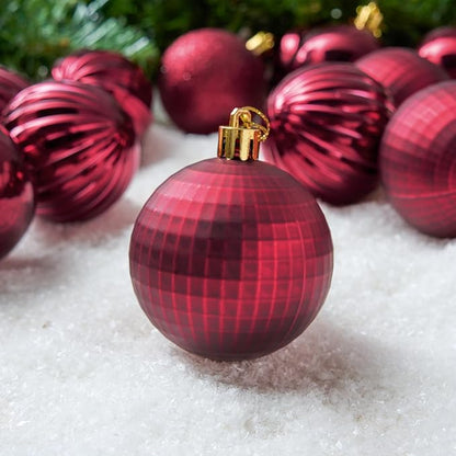 JOIEDOMI 24 Pcs Burgundy Red Christmas Balls Ornaments Set, 2.36" Christmas Tree Ornaments Shatterproof, Xmas Balls Hanging Decorations for Tree Wreath Garland Holiday Wedding Indoor Party Decor