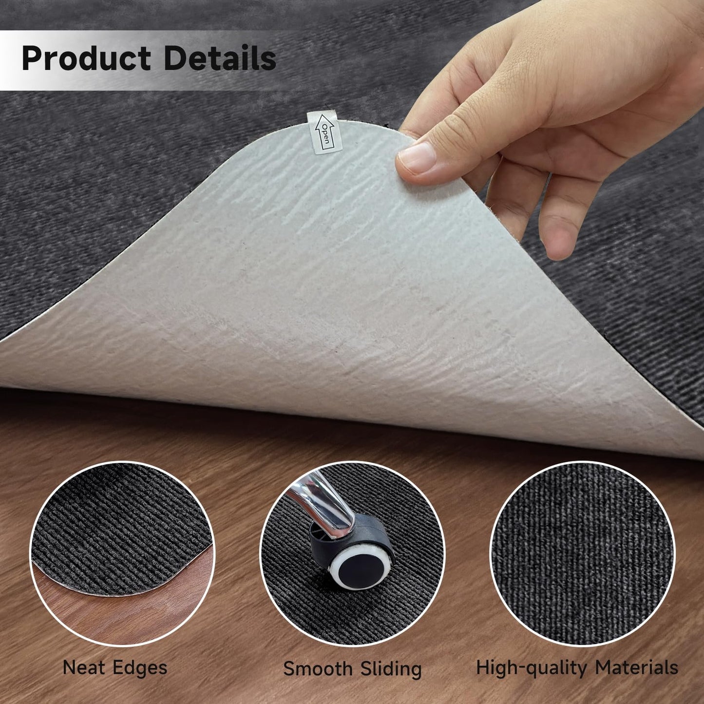 SHAREWIN Office Chair Mat for Hardwood Floor & Tiles, 55"*35" Desk Computer Floor Mats, Large Anti-Slip Hard Floor Protector for Rolling Chairs, Dark Gray