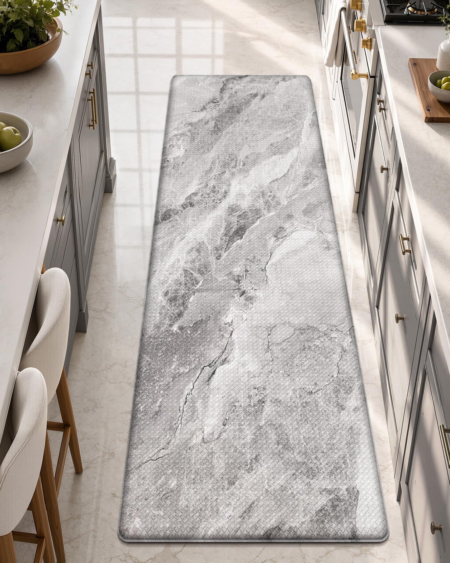 Color&Geometry Marble Kitchen Mats for Floor 24x87, Non Slip Wide & Large Kitchen Runner Rug, Easy Clean, Oil & Water Resistant, Anti Fatigue Foam Standing Mat for Sink, Laundry, Office, Grey