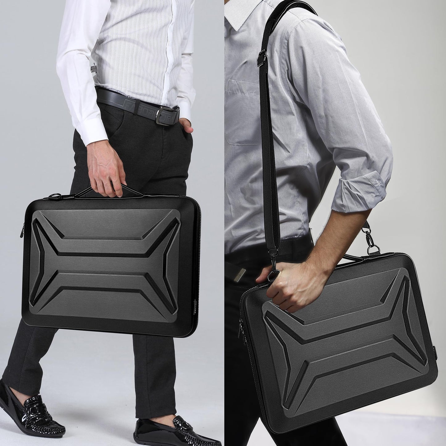 DOMISO 15.6-16 Inch Laptop Hard Case with Strap, Waterproof Shockproof Hard Shell Laptop Sleeve for Macbook Pro/Lenovo IdeaPad/HP ENVY/Dell XPS, Black