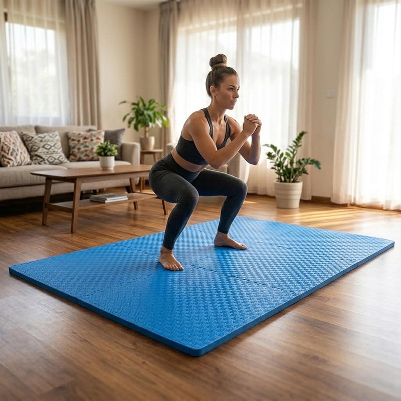 BalanceFrom 1" Extra Thick Puzzle Exercise Mat with EVA Foam Interlocking Tiles for MMA, Exercise, Gymnastics and Home Gym Protective Flooring (Blue)