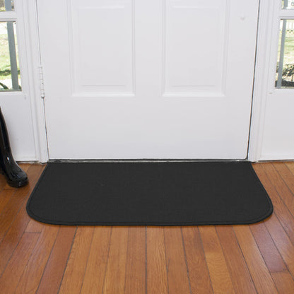 Ritz Solid Accent Rug: 18" x 30" Stain Resistant Kitchen or Living Room Floor Mat, Latex Backing, Machine Washable, Black