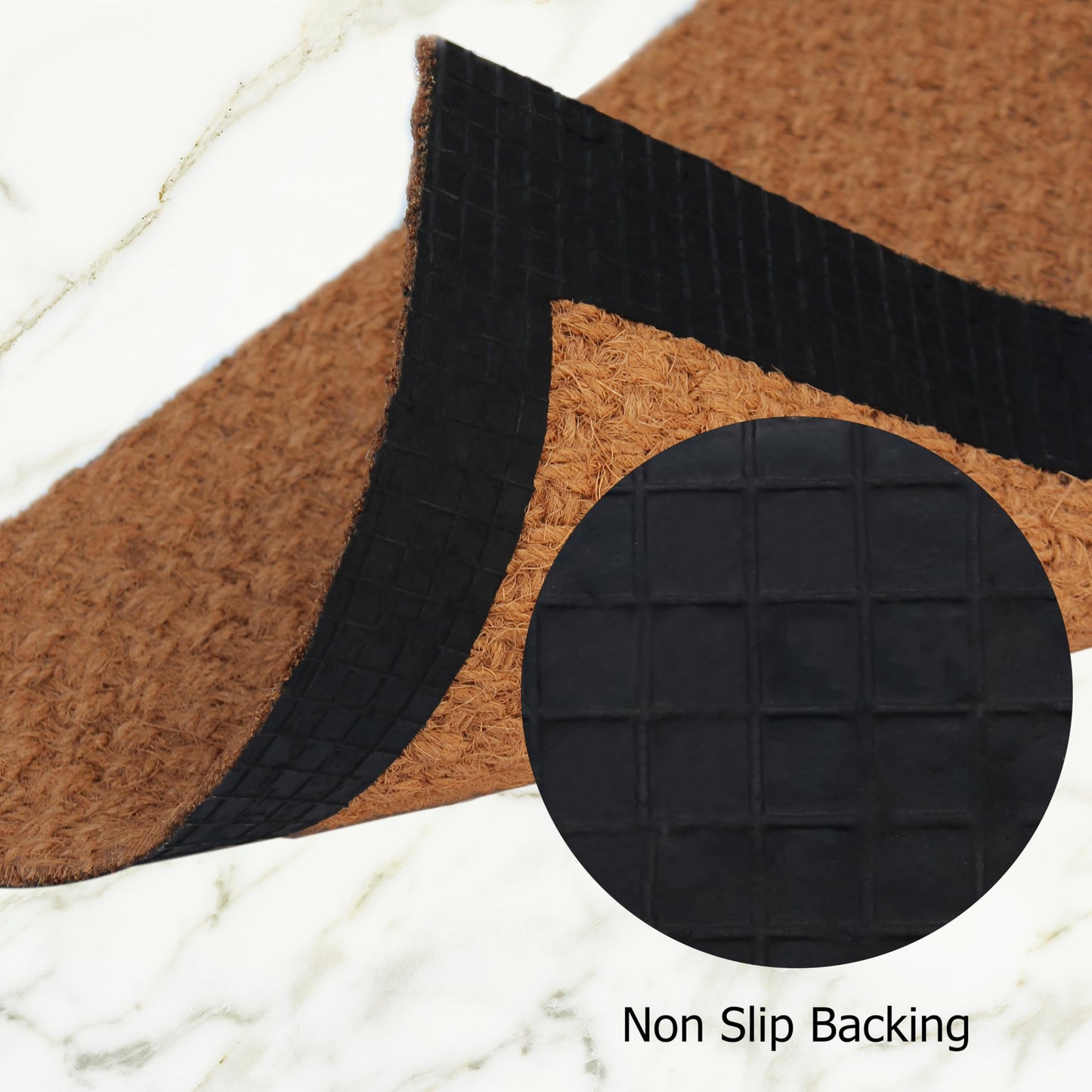 Croft&Cane Woven Coir Doormat – Basketweave Design Non Slip Heavy Duty Back Door Mat - Easy Clean Dirt Trapping Durable Indoor Outdoor Entryway Front Door Mat – 17 x 30 Inches - Natural
