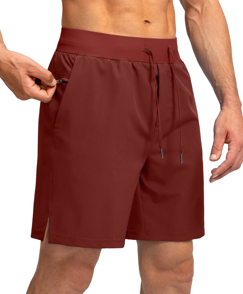 Soothfeel Men's Running Shorts with Zipper Pockets 7 Inch Lightweight Quick Dry Gym Athletic Workout Shorts for Men (Savannah, S)
