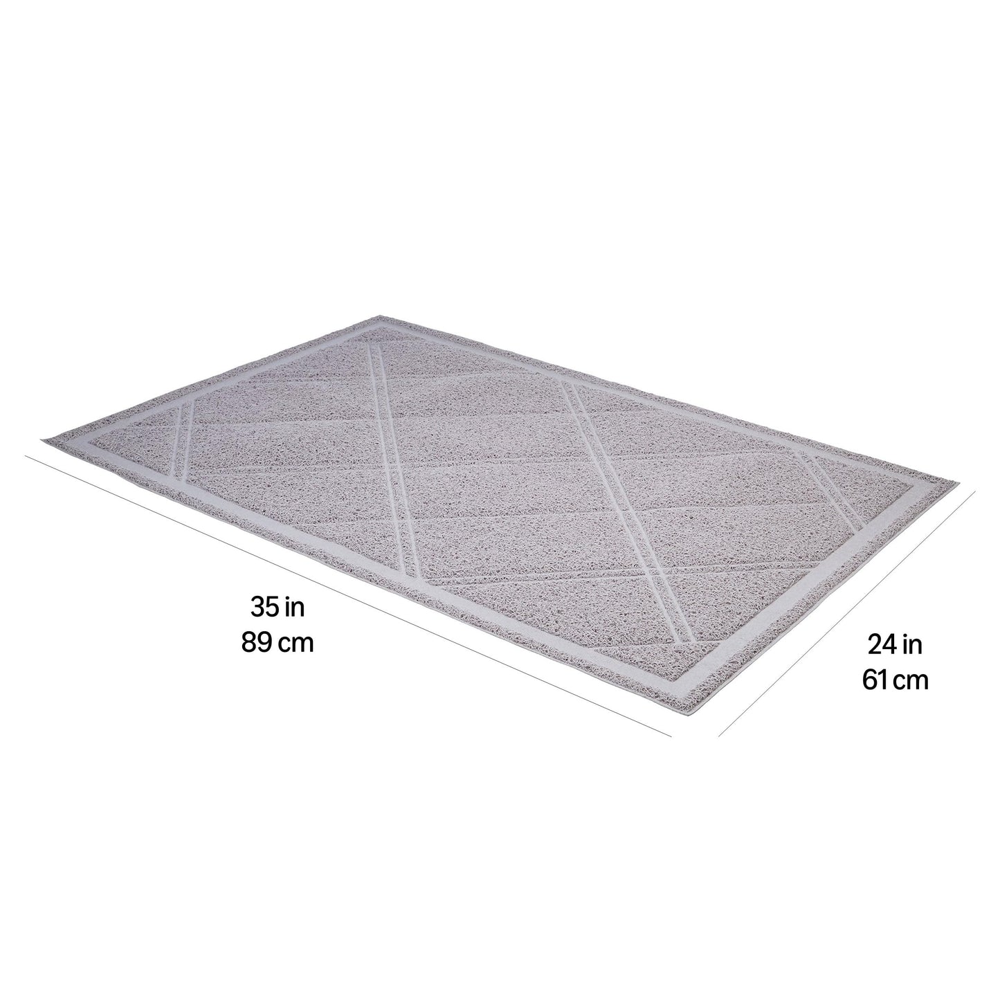Amazon Basics Less-Mess Litter Trapping Cat Litter Box Mat, Soft on Kitty Paws, Waterproof, Scatter Control, 24" x 35", Grey