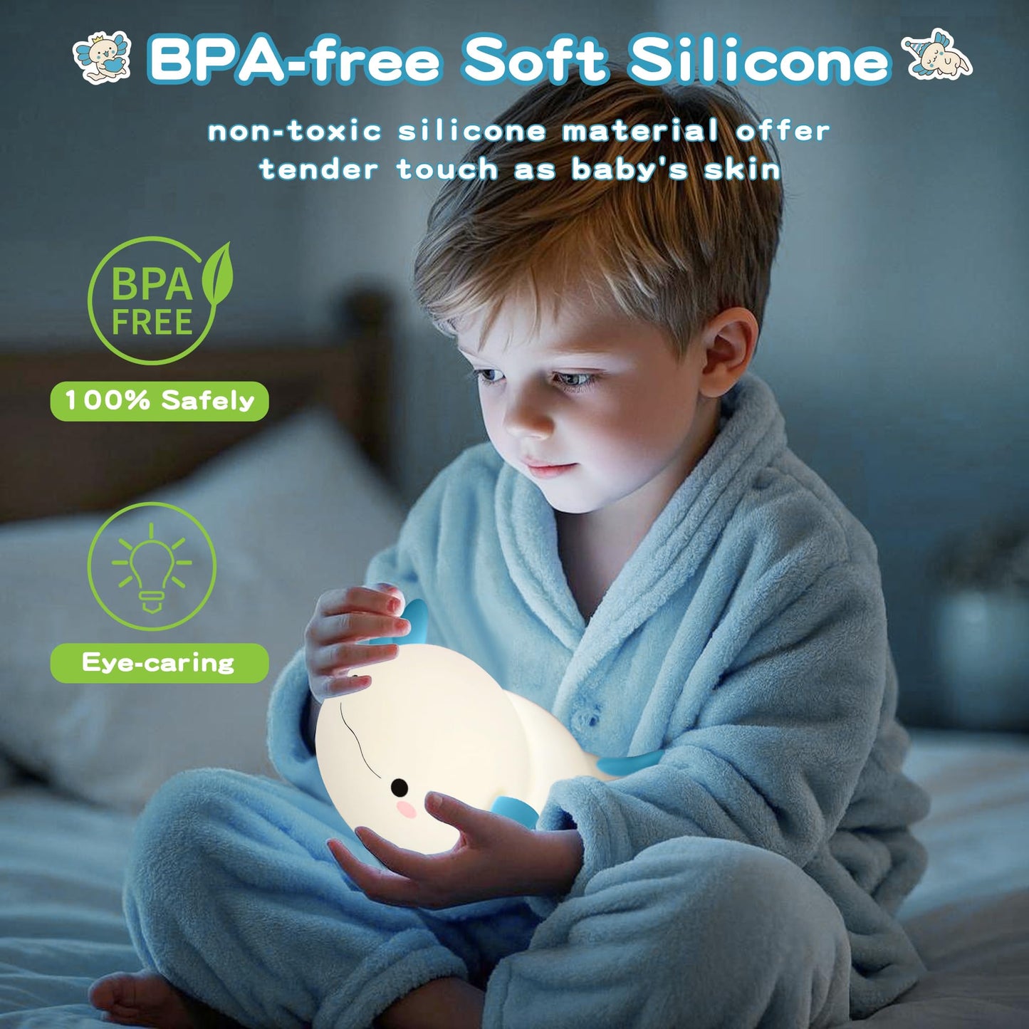 FAMIDUO Axolotl Night Light,Cute Axolotl Lamp,Food Grade Silicone Nursery Nightlight,Rechargeable/Dimmable LED Squishy Novelty Animal Bedside Touch Lamp,Baby Room Decor, Axolotl Gifts for Kids/Boys